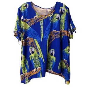 Alfred Dunner- Blouse with lovely jungle background with parrots. Size XL